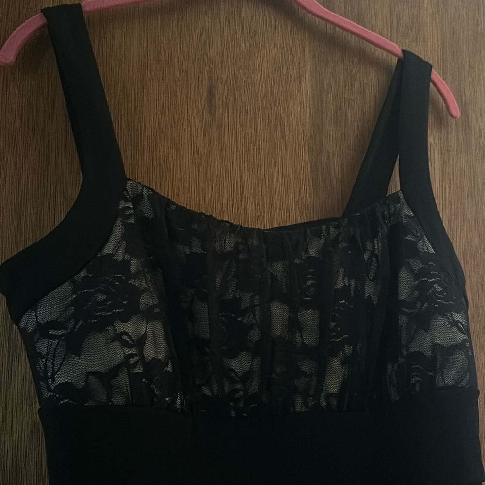 Little black dress with lace top